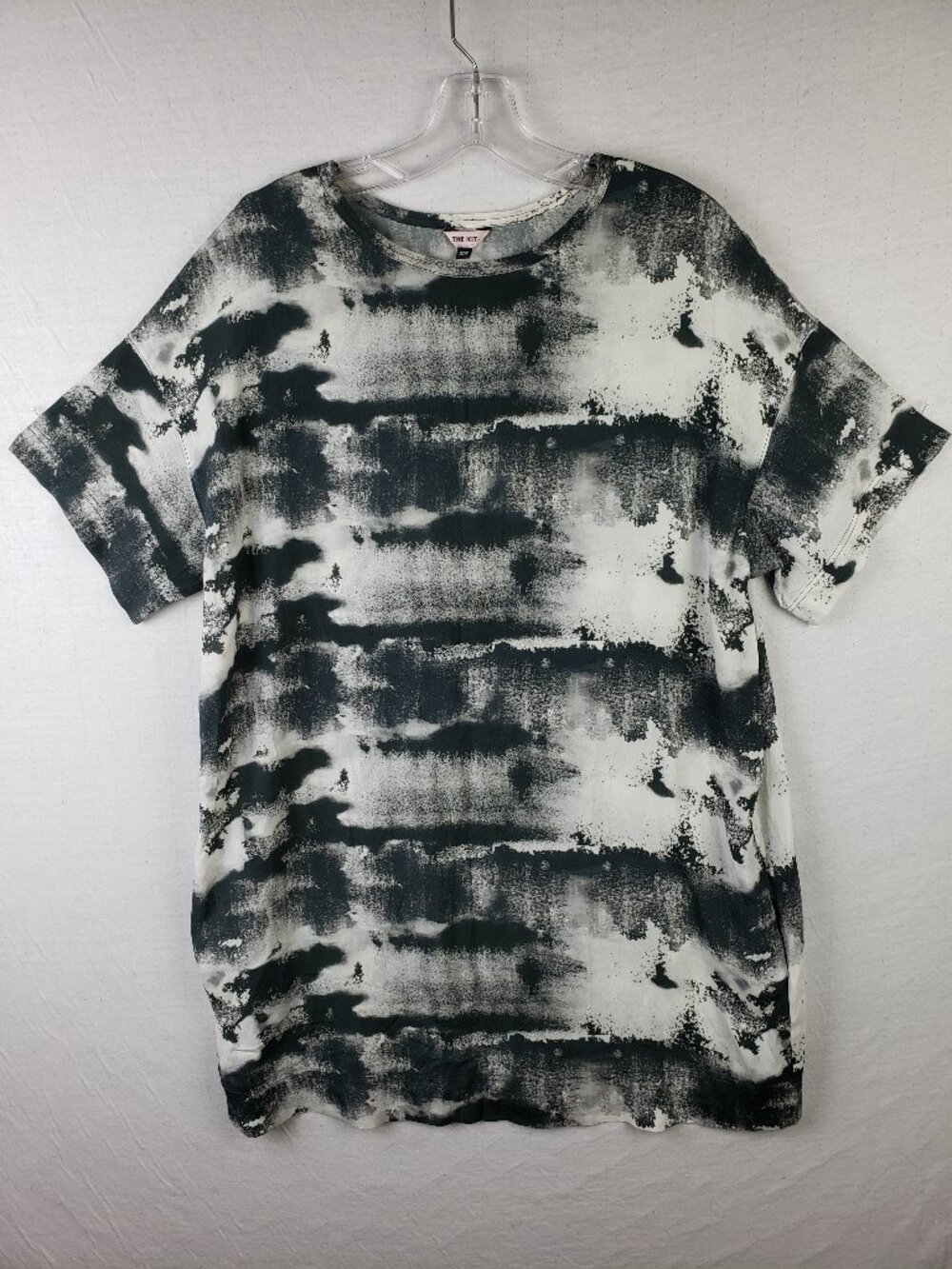 THE KIT Maya Shirt Dress Black Ink Abstract Lagenlook Minimalist Art-to-Wear XS